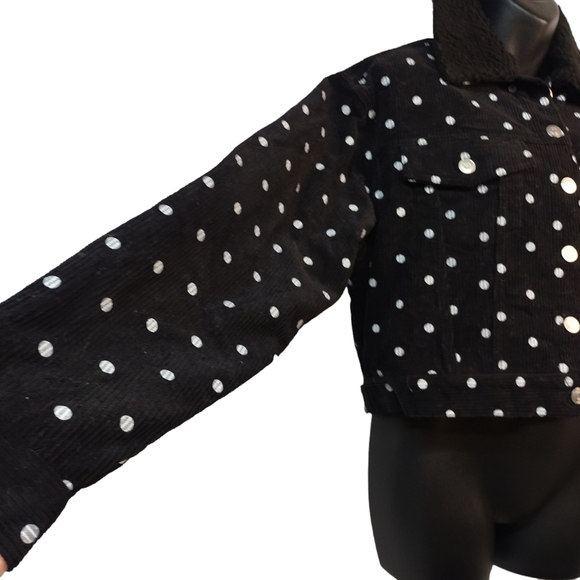 Fika the Brand Women's Black White Corduroy Polka Dot Cropped Jacket Siz… - Picture 6 of 10